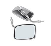 Rearview Side Mirror Chrome Universal Rectangle Motorcycle Rearview Mirrors 10mm Bolt Thread Motorbike Scooter E-Bike Rearview Bar End Mirror
