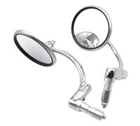 Rearview Side Mirror For Motorcycle Chrome Aluminum Universal Glossy Round Shape Handle Bar End Side Rear View Mirrors Racer Scooter Bike Wing Foldable Mirrors