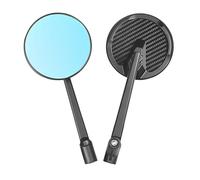 Rearview Side Mirror Universal Large-field Vision Motorcycle Rearview Mirror With Carbon Fiber Pattern Convex Side Rear View Bar End Mirror(Blue glass)