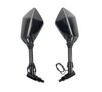 Rearview Side Mirror Universal Motorcycle Rear Side Rearview Mirrors With LED Light Wing Foldable Mirrors(8mm Carbon)