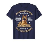 Reason I Wake Up Every Morning T Shirt Funny German Shepherd T-Shirt, Men, Navy Blue, 4X-Large