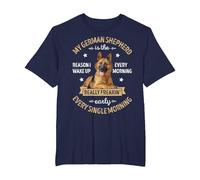 Reason I Wake Up Every Morning T Shirt Funny German Shepherd T-Shirt, Men's Big and Tall, Navy Blue, 4X Tall