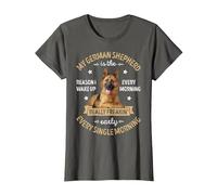 Reason I Wake Up Every Morning T Shirt Funny German Shepherd T-Shirt, Women, Asphalt Grey, 3X-Large