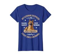 Reason I Wake Up Every Morning T Shirt Funny German Shepherd T-Shirt, Women, Royal Blue, Medium
