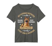 Reason I Wake Up Every Morning T Shirt Funny German Shepherd T-Shirt, Women's Plus, Asphalt Grey, 5X