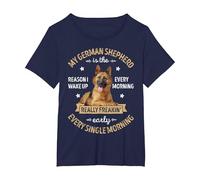 Reason I Wake Up Every Morning T Shirt Funny German Shepherd T-Shirt, Women's Plus, Navy Blue, 3X