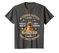 Reason I Wake Up Every Morning T Shirt Funny German Shepherd T-Shirt, Youth, Asphalt Grey, X-Small