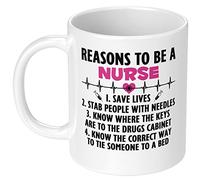 Reasons to Be A Nurse Mug 11Oz White - Cute Novelty Ceramic Drinking Cup, Nurse Week/Birthday/Graduation/Retirement Gift for Mom Grandma