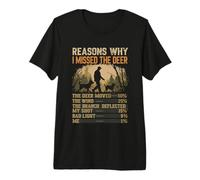 Reasons Why I Missed The Deer Funny Hunting Hunter Men Dad Premium T-Shirt