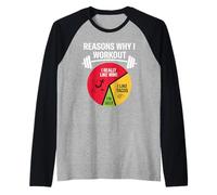 Reasons Why I Workout Funny Wine Tacos Pie Chart Meme Design Raglan Baseball Tee