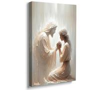 Reateforin Always with You,Christian Art Wall Decor Jesus and Woman Prayer Wall Art Jesus Painting LDS Christ Art Bible Art Jesus Heals A Woman Framed Canvas for Prayer Room Decor Women Gifts 12"x16"