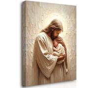 Reateforin Beautiful Life,Modern Christian Art Jesus and Children Canvas Jesus and Baby Pictures for Walls Jesus Christ Painting LDS Art Bible Wall Art Christian Wall Decor for Nursery Room 16"x24"