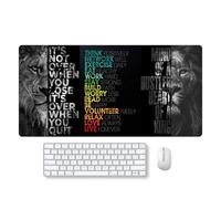 Reateforin Black Gray Lion Keyboard Mat Positive Saying Mousepad Office Long Mouse Pad It is not Over When You Lose Desk Pad Mouse Mat for Desktop Gamer Guy Boys Mens Office Accessories 31.5"x15.7"