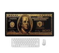 Reateforin Black Money Rectangle Mouse Pad Non Slip Rubber Base Cool Funny US Dollar Full Desk Mouse Pad 100 Dollar Bills Gaming Keyboard and Mouse Pad for Laptop Computer Office Home Desk 31.5“x15.7