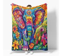 Reateforin Elephant Blanket Flower Bed Blankets Bohemian Hippie Boho Gifts for Women Kids Girls Mom Bedroom Living Room Birthday Mother's Day Decor Soft Cozy Lightweight Plush Throw Blankets 40"x50"