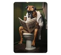 Reateforin Funny Animal Boxer is Reading Printed Dog Food Mat Absorbent Pet Feeding Mat Placemat for Food and Water-No Stains Quick Dry Dispenser Cat Bowl Mat for Messy Drinkers 12"x16"