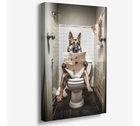 Reateforin Funny German Shepherd Dog Reading Newspaper on Toilet Wall Art - Aesthetic Poster for Bathroom Decor - Cute Animal Pictures - Gifts for Dog Lovers 12"x16"