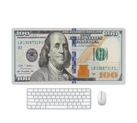 Reateforin Funny US Dollar Currency Money Gaming Mouse Pad Hundreds of 100 Dollar Bills Non-Slip Rubber Mouse Pad for Computers, Laptop,Office, Home Rectangle Personalized Mousepad 31.5" x15.7"