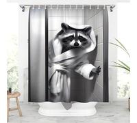 Reateforin Grey Funny Animal Shower Curtain Cute Raccoon 72" x 72" Waterproof Fabric 12 Hooks Bathroom Decorative Bath Curtain Modern Bathroom Accessories