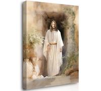 Reateforin He is Risen Christ Watercolor Painting Resurrection Leaving Empty Tomb Christian Wall Art Easter Decor Print Jesus Art Religious Bedroom Church Artwork Jesus Picture Wall Decor 24"x36"
