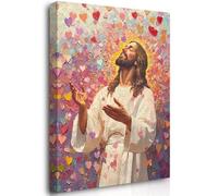 Reateforin Jesus Christ Spreading Love Canvas Framed Wall Art Christian Wall Decor LDS Art Christian Print Religious Painting Scripture Art for Boys Girls Bedroom Decoration Jesus Pictures 12"x16"