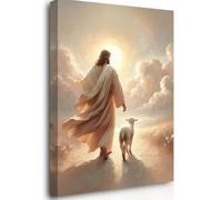 Reateforin Jesus Wall Decor for Prayer Room Christian Wall Art for Christmas Decorations Jesus and Lamb Canvas Walls Prints Savior and Lamb Picture for Home Decor Baptism Gifts for Boys Girl 16"x24"