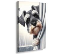 Reateforin Mini Schnauzer Wall Art Print, 12"x16", Bathroom, Dog, Funny & Cute Animal Theme Craftsmanship