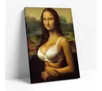 Reateforin Modern Mona Lisa Canvas Print Framed Funny Wall Art Decor for Bedroom Living Room Cool Meme Retro Vintage Classical Humorous Posters Pictures Prints Signs Guestroom Restroom Decor 12"x16"