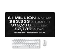 Reateforin Office Inspirational Large Mouse Pad, Motivational Black Gaming Mousepad,Extended Desk Pad Mat Desk Pad, 3mm Thick Long Non-Slip Rubber Base Mice Pad Desk Matt for Desktop 31.5 X 15.7 Inch