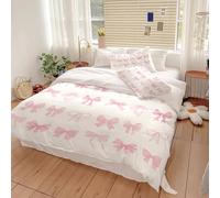 Reateforin Trendy Pink Bow Bedding Set Bowknot Bed Comforter Set Twin Size,Dreamy Princess Style Kids Girls Super Soft Bedding Set for Adults Teens Funky Preppy Girly Room Decor Coquette Decor 68"x88"