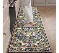 Reateforin William Morris Rugs Vintage Floral Botanical Mat Dark Academic Rugs Red Strawberry Thief Floral Rug with Border Line for Home Decorative, Living Room Guest Room Boho Area Rug 23.6"x59"