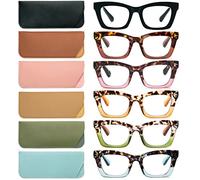 REAVEE 6 Pack Oprah Style Reading Glasses for Women Blue Light Blocking Cute Square Computer Readers with Spring Hinge 2.5, Mix Color, 2.50