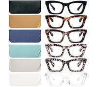 REAVEE Oprah Elegant Reading Glasses for Women, Blocks Blue Light, Cute Oversized Square Computer Reader, Spring Ring Reader, Mixed Pack C3-6, 0.00