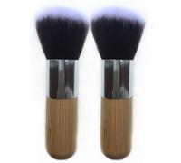 Reazana Makeup Brushes 2pcs Powder Foundation Brushes Face Blender Brush for Liquid Cream Mineral Buffing Blending Contour Blush Bronzer Kabuki Brushes Soft Synthetic Fibers Bamboo Handle (Round Top)