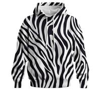Rebaike Novelty Long Sleeve Hoodie Funny Fashion Zebra Graphic Sweatshirts, Grey, 4XL
