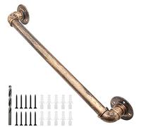 Rebala Wall Handrail 2FT/60CM,Industrial Staircase Railing 1.25 Inch Tube Diameter,Galvanized Pipe Handrail,Handrails for Indoor Stairs with Wall Mount Support for Indoor, Outdoor,Antique Brass