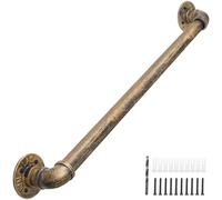 Rebala Wall Handrail 4FT,Industrial Staircase Railing 1.25 Inch Tube Diameter,Galvanized Pipe Handrail,Handrails for Indoor Stairs with Wall Mount Support for Indoor, Outdoor,Antique Brass