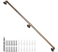 Rebala Wall Handrail 6FT,Industrial Staircase Railing 1.25 Inch Tube Diameter,Galvanized Pipe Handrail,Handrails for Indoor Stairs with Wall Mount Support for Indoor, Outdoor,Antique Brass