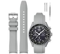 REBANDACE Strap for MoonSwatch Watch,Curved Silicone Replacement Strap for Omega X Swatch Speedmaster Moonswatch Watch 20mm,Soft Swatch Omega Strap for Men Women (Gray)