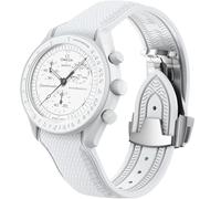 REBANDACE Strap for Omega x Swatch MoonSwatch Watch 20mm,Folding Buckle Omega X Swatch Moonswatch Speedmaster Replacement Strap,Curved No Gap Moonswatch Swatch strap for Men Women (White)