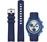 REBANDACE Strap for Omega x Swatch MoonSwatch Watch, 20mm Soft Replacement Rubber Strap, Curved No Gap for Moonswatch Men Women (Navy)