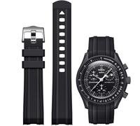 REBANDACE Strap for Omega x Swatch MoonSwatch Watch 20mm,Soft Replacement Rubber Strap for Swatch Omega Moonswatch Speedmaster,Curved No Gap strap for Moonswatch Swatch Men Women (Black)