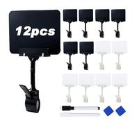Rebanky Pack of 12 Price Tag Holders for Clamping, Sign Holder with Clamp 10 x 15 cm Price Tags Stand Clip with 2 Markers Price Label Holder for Supermarket Promotions