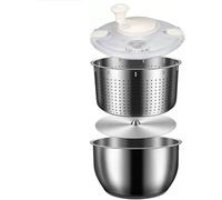 REBCACE 6L Salad Spinner, Stainless Steel Large Vegetable Washer, PP Lid, for Fruit Washer， Pasta and Fries Spinner