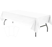 rebdng Plastic White Tablecloths 3 Pack Disposable Table Covers 54" x 108" Rectangular Table Cloths for Parties Engagement Wedding Bridal Shower Banquet, Fits 6 to 8 Foot Rectangle Tables