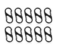 REBECASKYENS 10 Pcs S-Shaped Aluminum Alloy Carabiner Keyring Clip, Black, S-Shape, 8 Shape, Double Clips Hooks, Locking Carabiner Buckle, Camping, Fishing, Mountaineering
