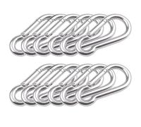 REBECASKYENS 12 Pcs 6cm Stainless Steel Silver Carabiner Clips, Round Non-locking Snap Hooks for Hiking, Camping, Fishing, Dog Leash & More