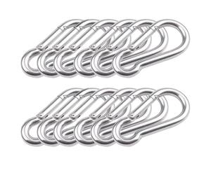 REBECASKYENS 12 Pcs 6cm Stainless Steel Silver Carabiner Clips, Round Non-locking Snap Hooks for Hiking, Camping, Fishing, Dog Leash & More