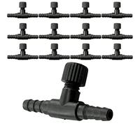 REBECASKYENS 13 Pack T Shape Aquarium Control Valves, Single Way Black Plastic Aquarium Hose Connector Air Flow Control Regulator Air Valve for 5 mm ID Tubing