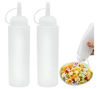 REBECASKYENS 2 Pcs 8oz Food Grade Reusable Plastic Squeeze Condiment Bottles,Squeezy Bottles With Nozzles,Condiment Bottle With Cap For Sauce Bottle Seasoning Dispensers